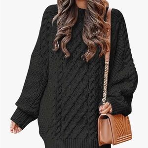 Black Cable Knit Sweater Dress
